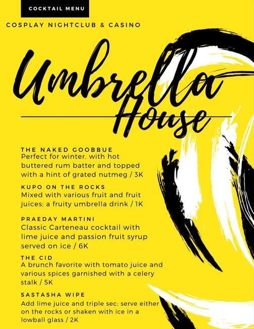 Bar Menu 1